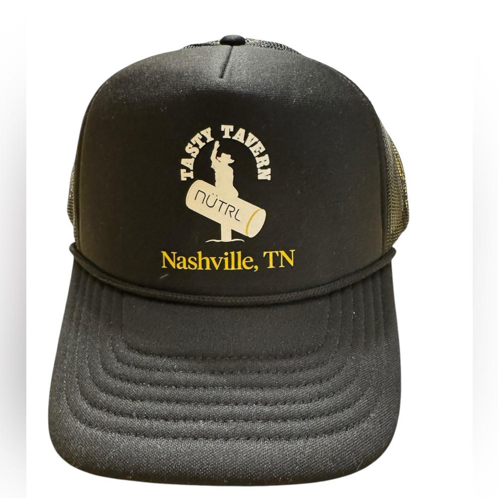 Tasty Tavern Nashville Trucker Hat in black. NWT